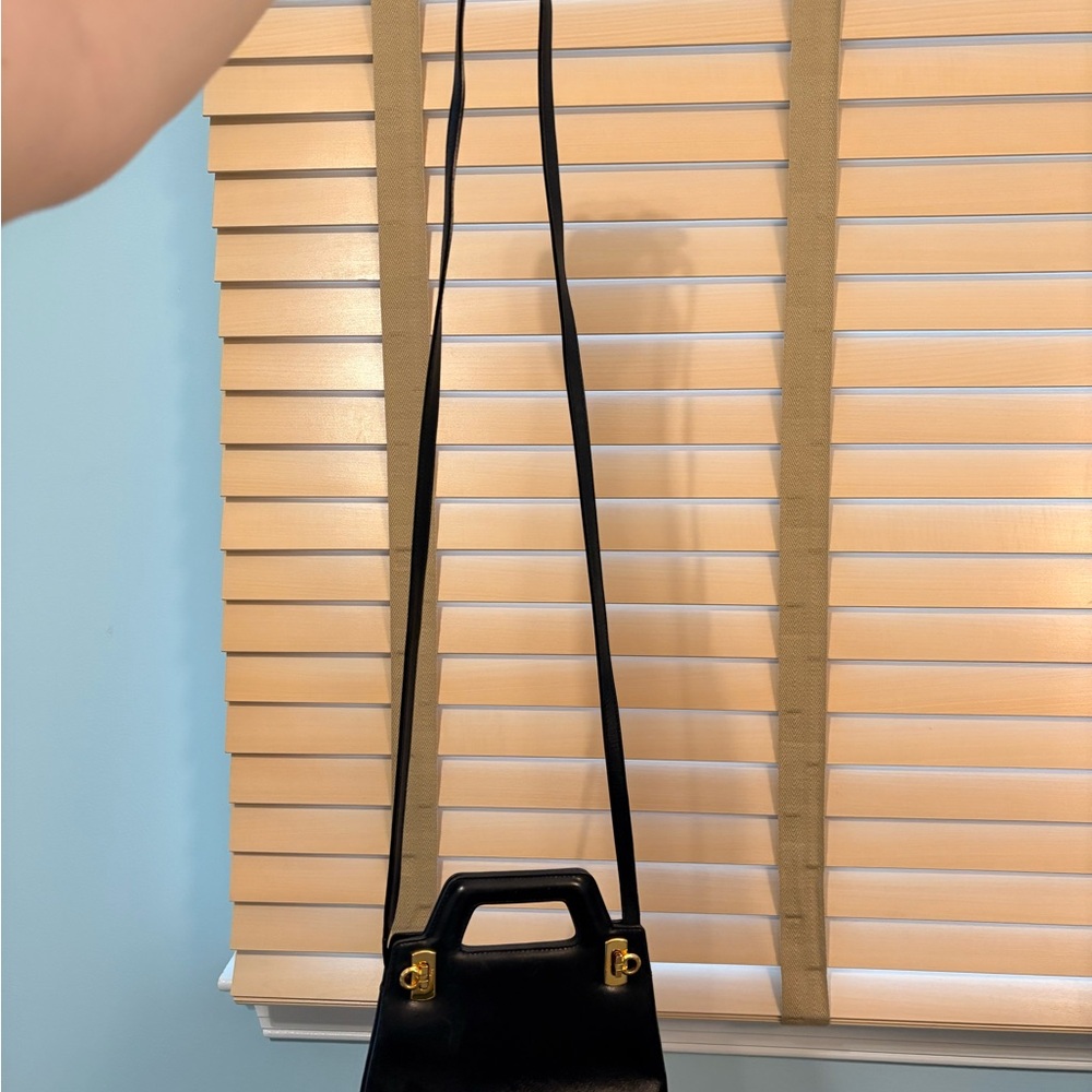 Salvatore Ferragamo Black Crossbody Bag with Gold Details